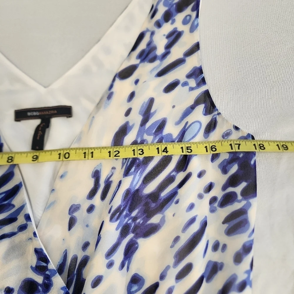 BCBGMaxAzria White and Blue Printed Mini Dress - Picture 5 of 16